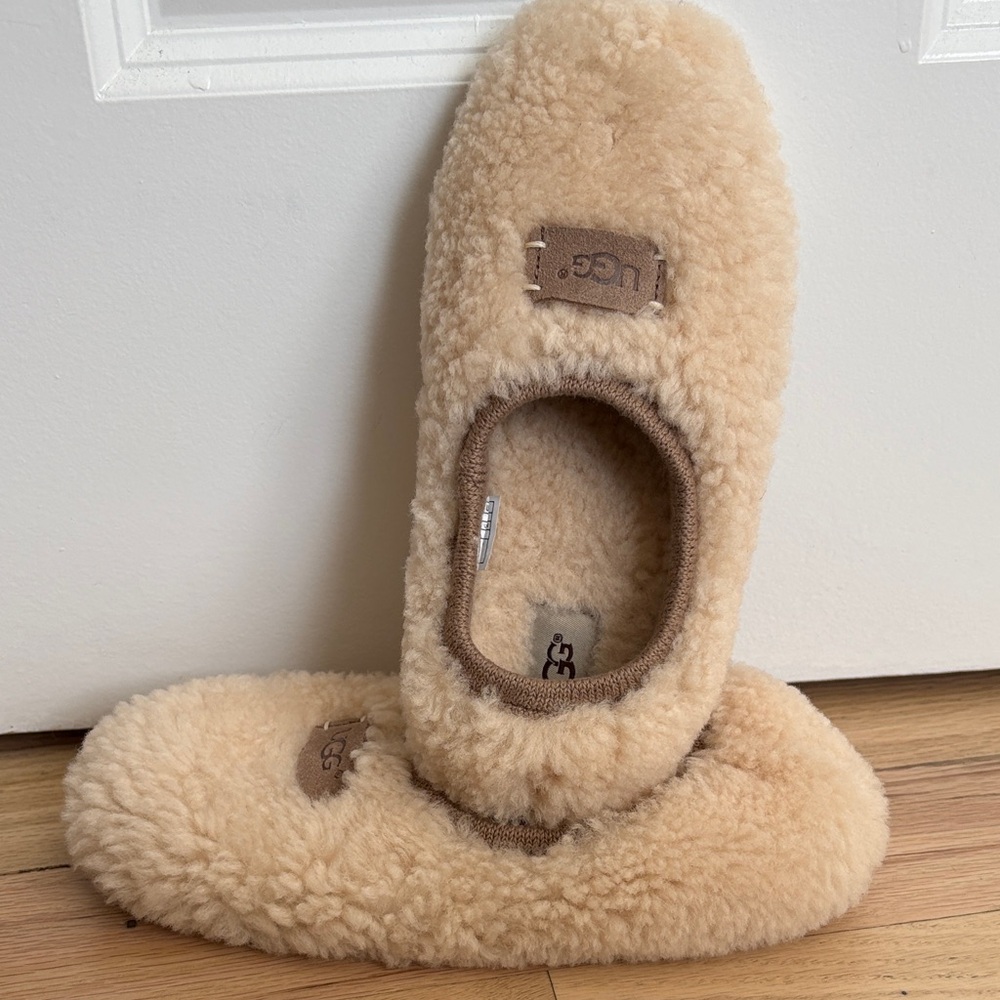 UGG Fluffy Sheepskin Slippers in Cream